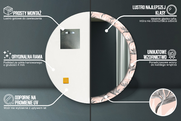 Round printed mirror Bird paradise