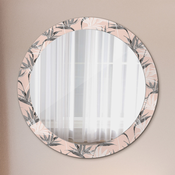Round printed mirror Bird paradise
