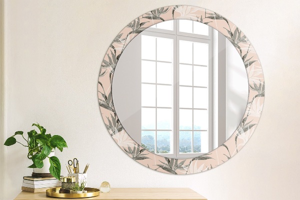 Round printed mirror Bird paradise