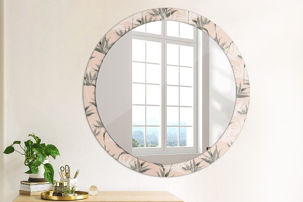 Round printed mirror Bird paradise