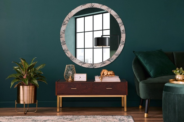 Round printed mirror Bird paradise