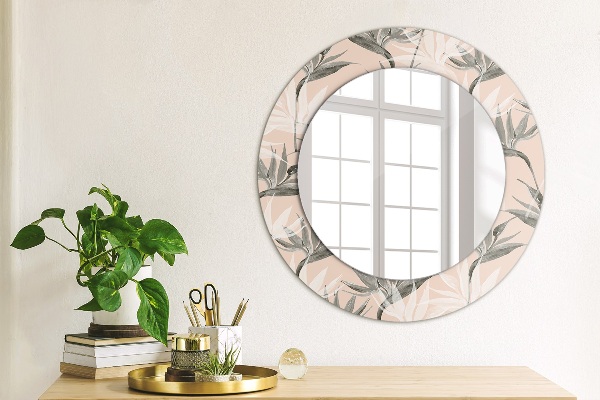 Round printed mirror Bird paradise