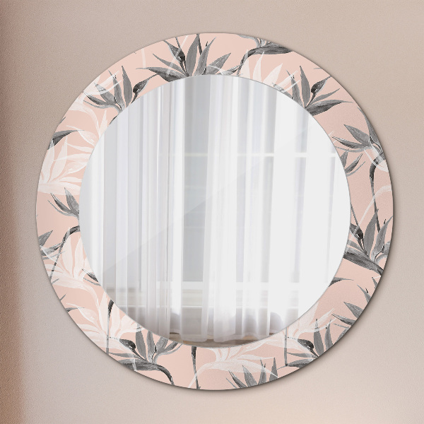Round printed mirror Bird paradise