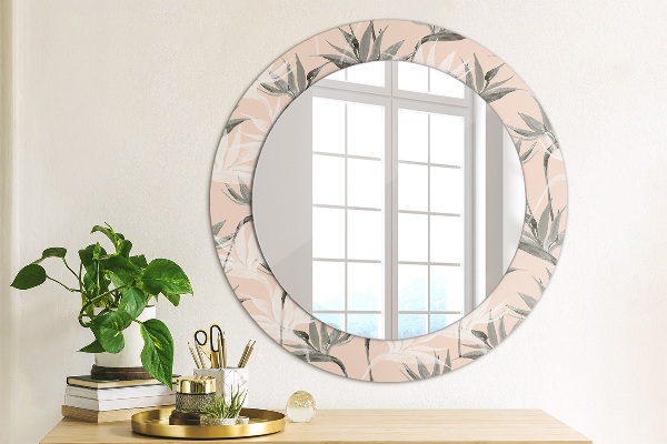 Round printed mirror Bird paradise