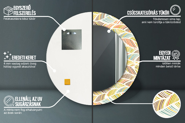 Round printed mirror Abstract