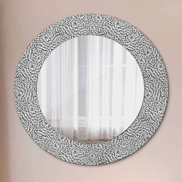 Round printed mirror Floral pattern