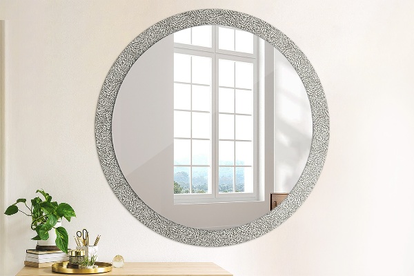 Round printed mirror Floral pattern
