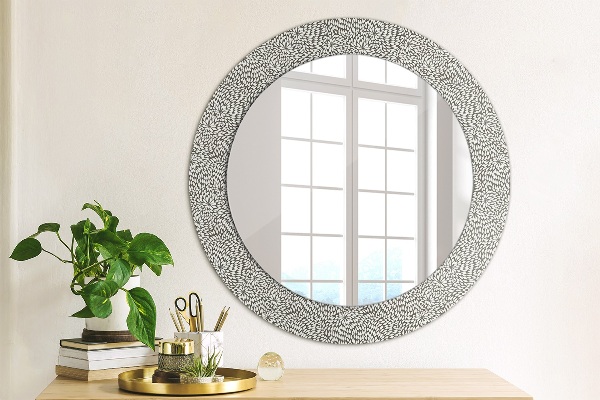 Round printed mirror Floral pattern