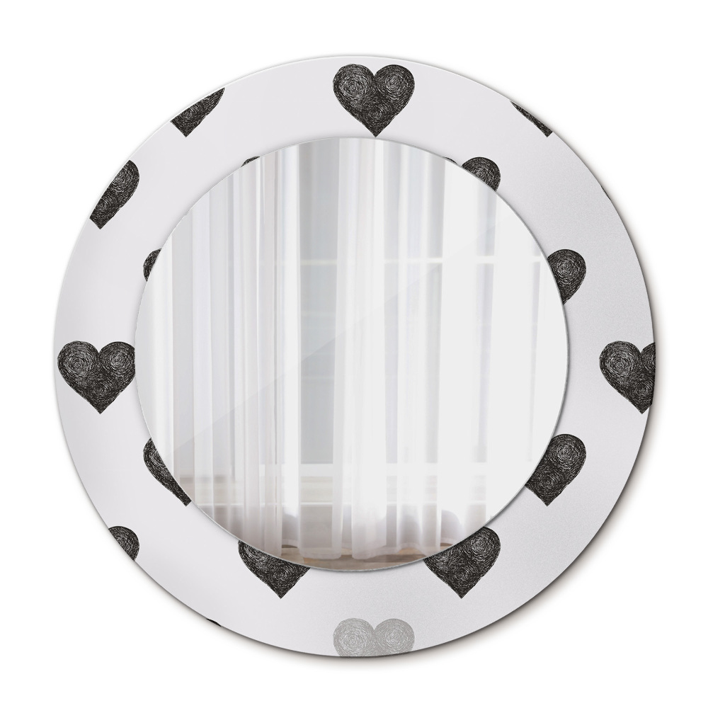 Round printed mirror Abstract hearts