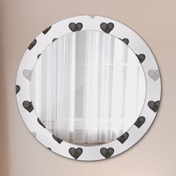 Round printed mirror Abstract hearts