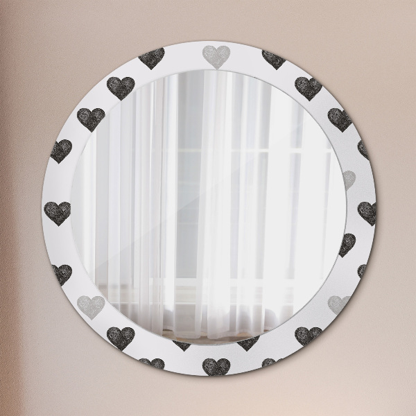 Round printed mirror Abstract hearts