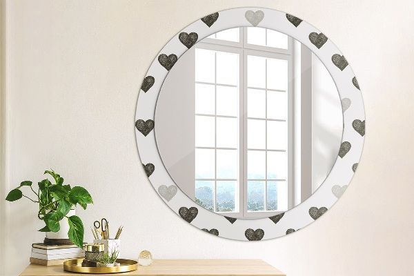 Round printed mirror Abstract hearts