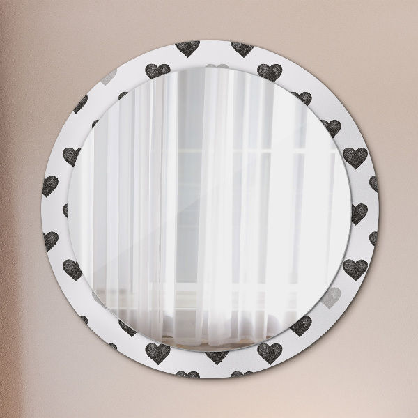 Round printed mirror Abstract hearts