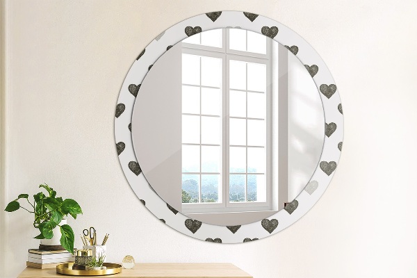 Round printed mirror Abstract hearts