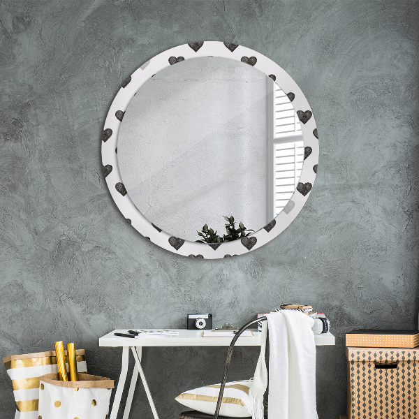 Round printed mirror Abstract hearts