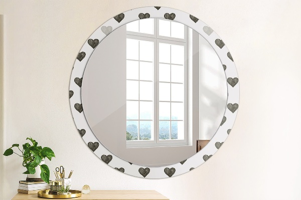 Round printed mirror Abstract hearts