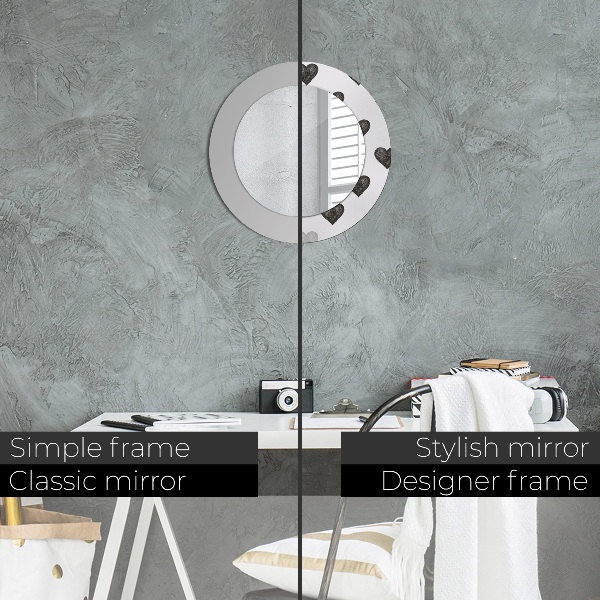 Round printed mirror Abstract hearts