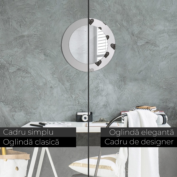 Round printed mirror Abstract hearts