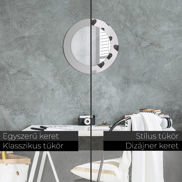 Round printed mirror Abstract hearts