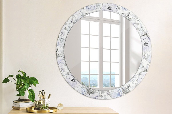 Round printed mirror Blue roses