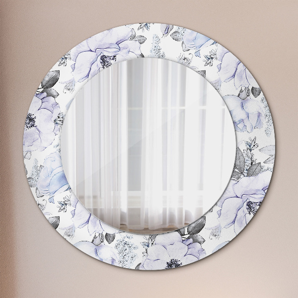 Round printed mirror Blue roses