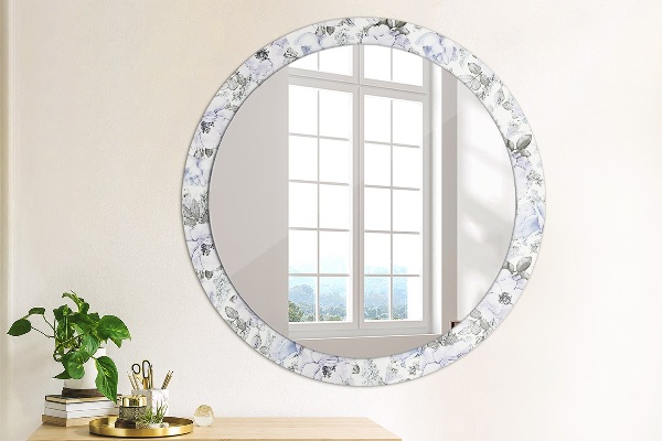 Round printed mirror Blue roses