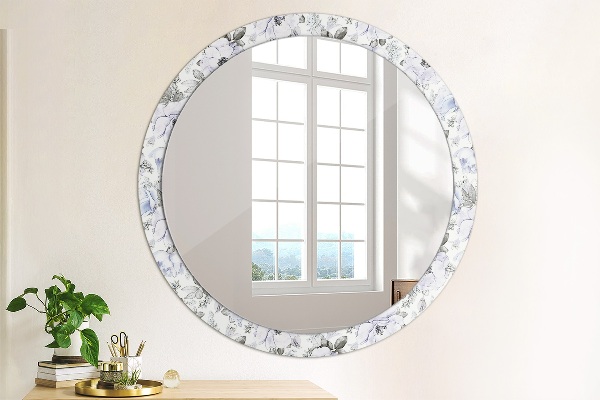 Round printed mirror Blue roses