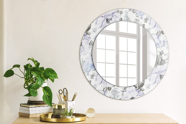 Round printed mirror Blue roses