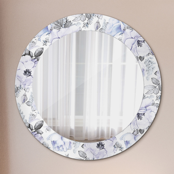 Round printed mirror Blue roses