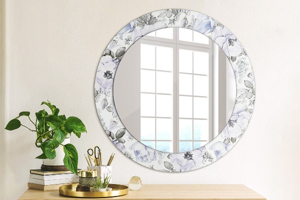 Round printed mirror Blue roses