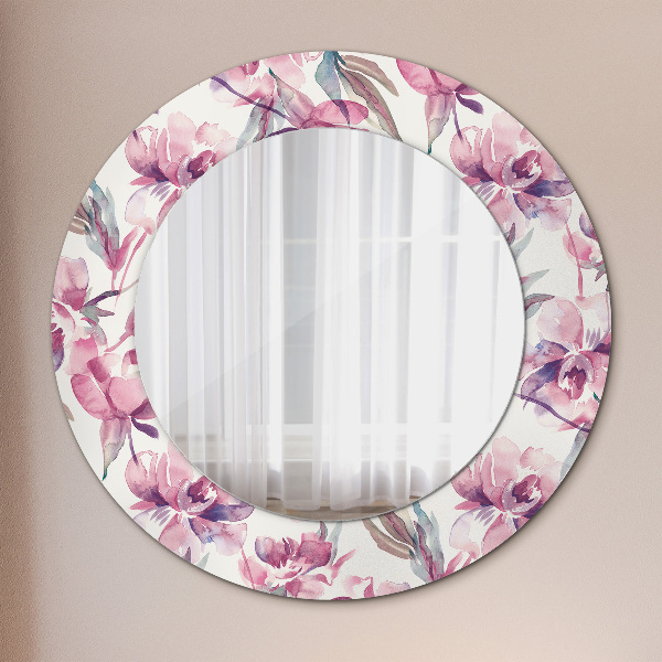 Round printed mirror Peonies flowers