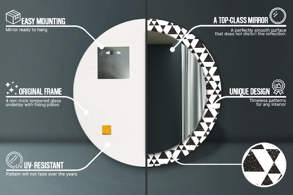 Round printed mirror Geometry triangles