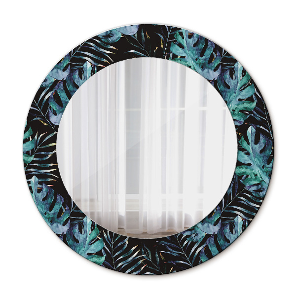 Round decorative mirror Exotic leaves