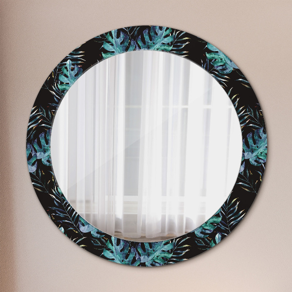 Round decorative mirror Exotic leaves