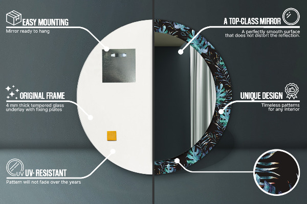 Round decorative mirror Exotic leaves