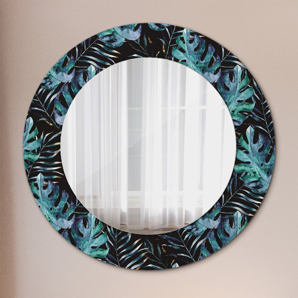 Round decorative mirror Exotic leaves