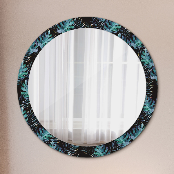 Round decorative mirror Exotic leaves