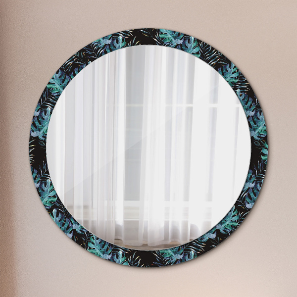 Round decorative mirror Exotic leaves