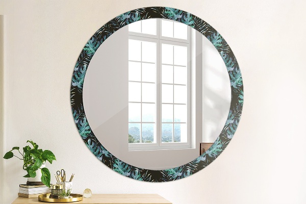 Round decorative mirror Exotic leaves