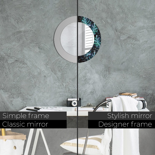Round decorative mirror Exotic leaves