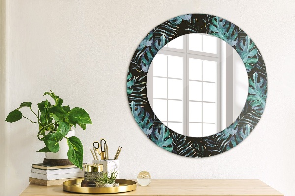 Round decorative mirror Exotic leaves