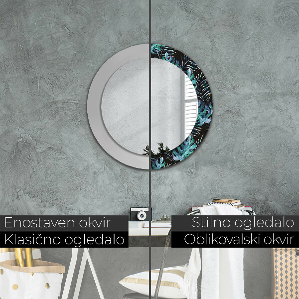 Round decorative mirror Exotic leaves