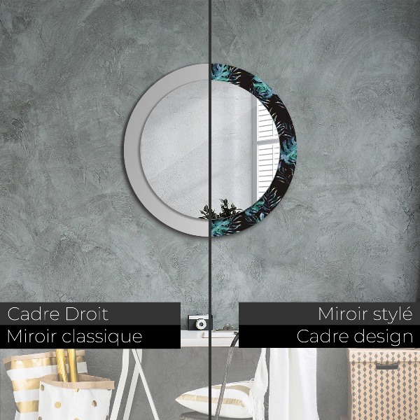 Round decorative mirror Exotic leaves