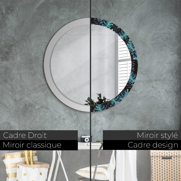 Round decorative mirror Exotic leaves