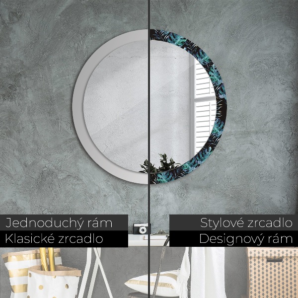Round decorative mirror Exotic leaves