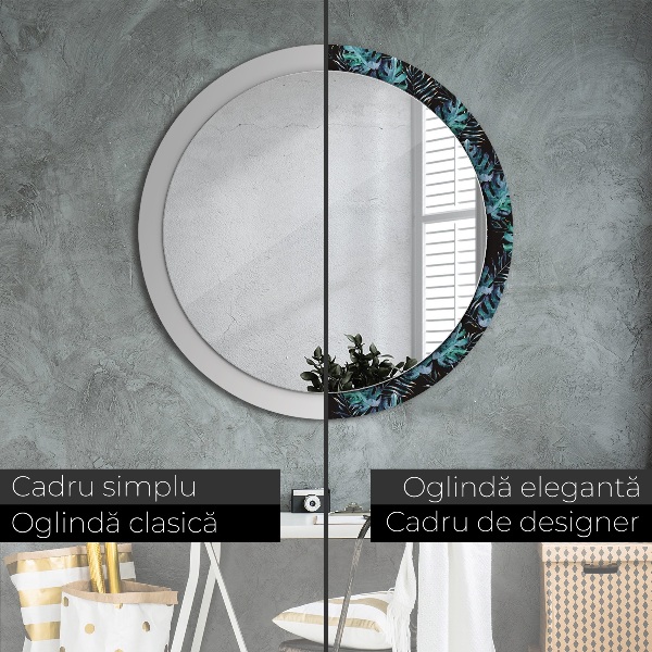 Round decorative mirror Exotic leaves