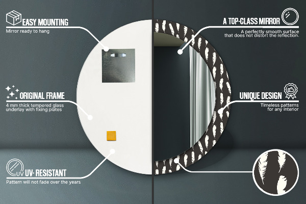 Round wall mirror decor Feathers