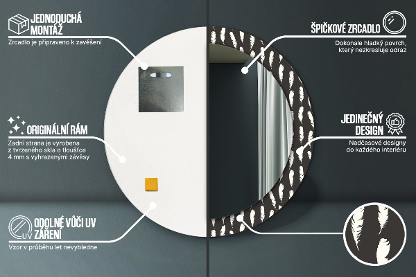 Round wall mirror decor Feathers