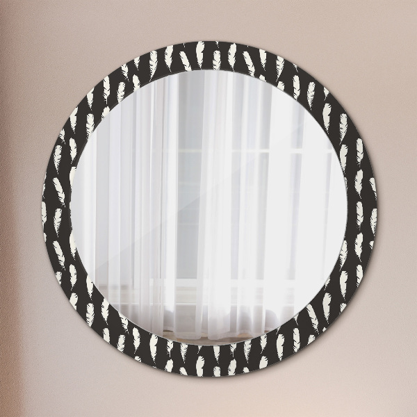 Round wall mirror decor Feathers