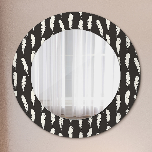 Round wall mirror decor Feathers